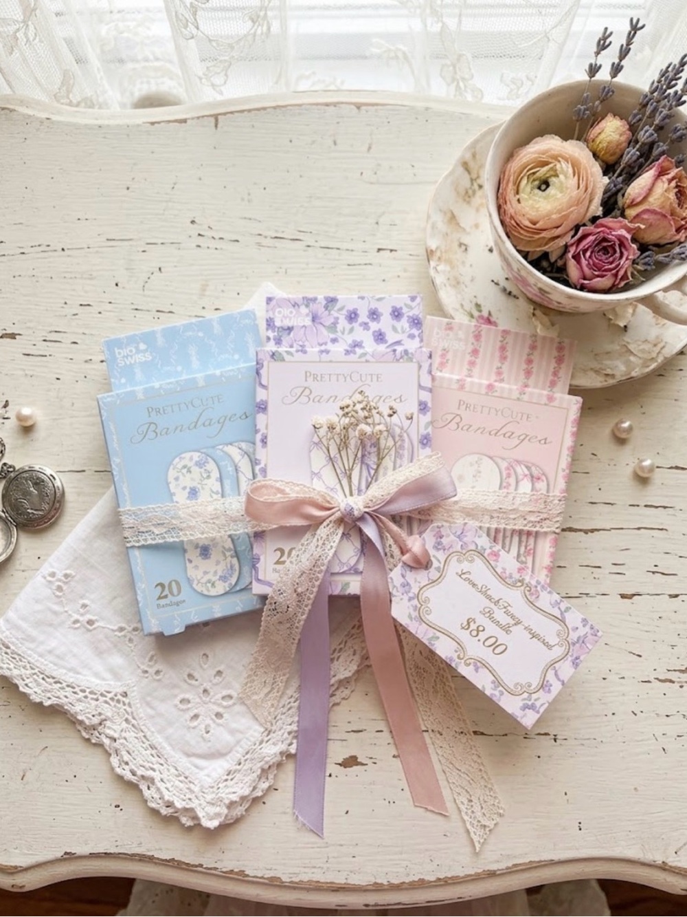 LoveShackFancy Inspired PrettyCute Floral Bandage Bundle | Pink, Blue + Lavender